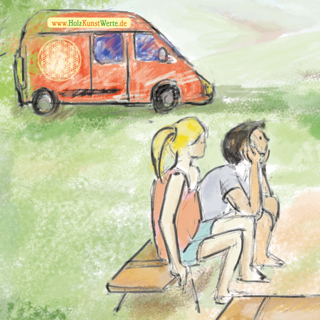 Schnitzen mit Kindern und jugendlichen mit dem Schnitzmobil einer WErkstatt auf Rädern